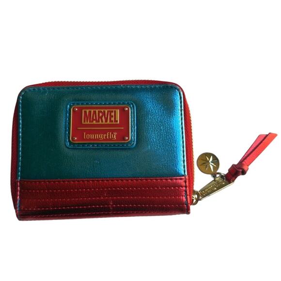Loungefly x Marvel Purse Wallet Captain Marvel Metallic Logo Zip Around - Picture 1 of 12